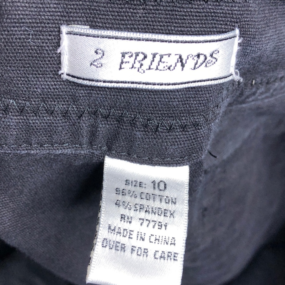 2 Friends Black Embroidered Crop Adjustable Drawstring Leg Capri Pants Size 10 - Picture 3 of 11